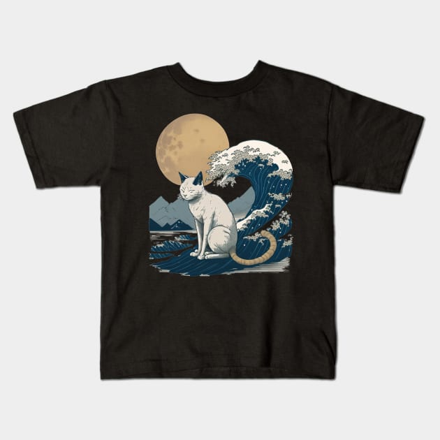 Cat with the Wave Kids T-Shirt by i2studio